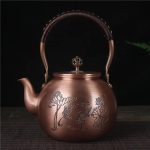 Théière Chinoise Ronde en Cuivre Poissons 1.5L